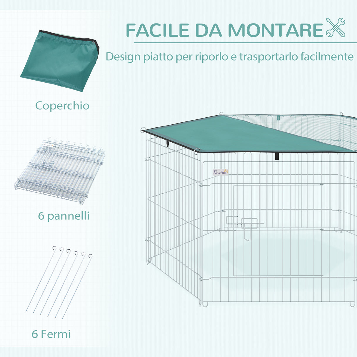 easycomfort easycomfort recinto per animali domestici con copertura impermeabile 6 moduli 59 x 60cm