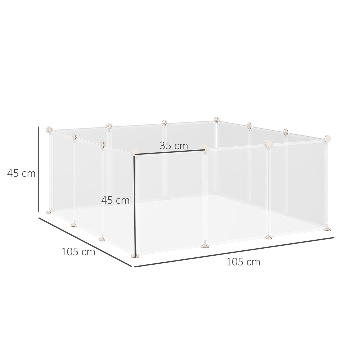 easycomfort recinto per conigli cuccioli e piccoli animali modulabile in metallo e pp 12 pannelli da 35x45cm bianco