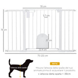 easycomfort cancelletto per cani estensibile con porta a chiusura automatica in metallo e abs 75 131x76 cm bianco