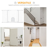 easycomfort cancelletto per cani estensibile con porta a chiusura automatica in metallo e abs 75 131x76 cm bianco