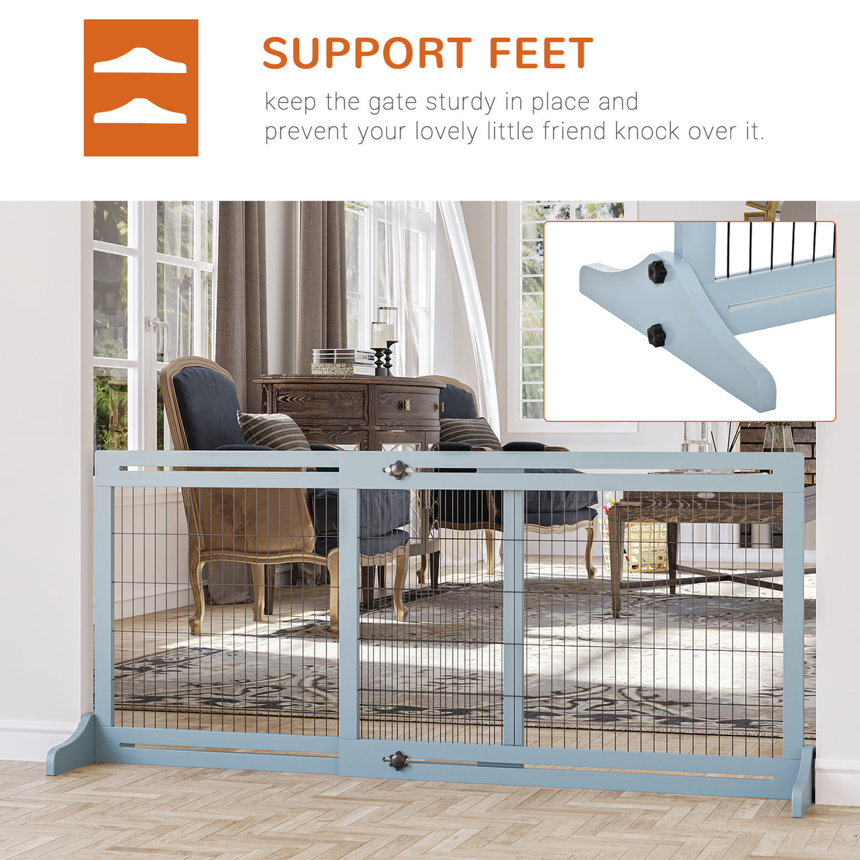 easycomfort easycomfort cancellino per cani estensibile da interno in legno e acciaio 104 183x36x69cm blu