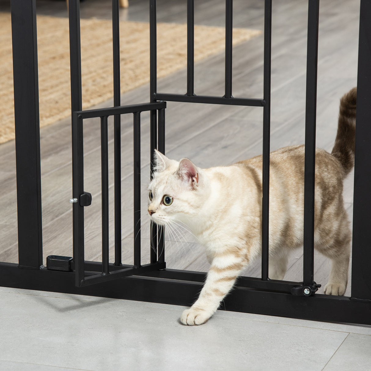 easycomfort cancellino per cani con fissaggio a pressione estensibile da 74 80cm con chiusura automatica nero