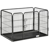 easycomfort box per cani recinzione in metallo per animali con 4 pannelli porta con doppio blocco e vassoio sul fondo 125x78x80cm grigio