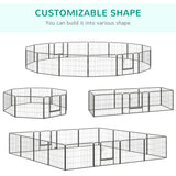 easycomfort recinto per cani e animali domestici con 16 pannelli modulabili in acciaio e 2 ingressi 80x1.5x60cm nero