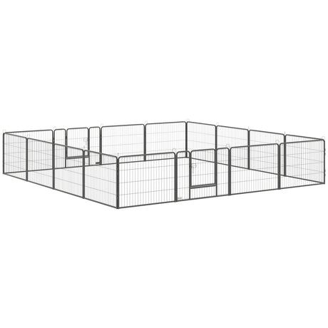 easycomfort recinto per cani e animali domestici con 16 pannelli modulabili in acciaio e 2 ingressi 80x1.5x60cm nero