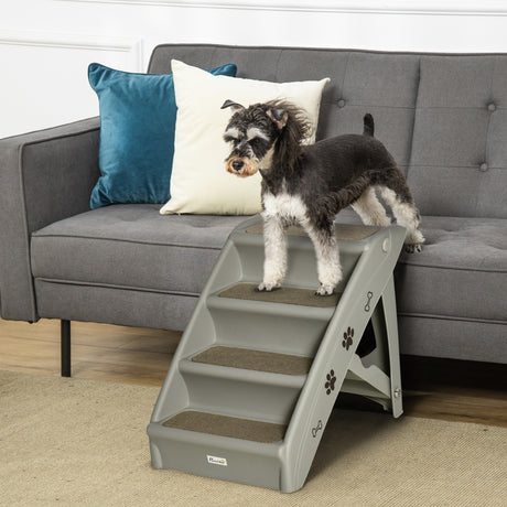 easycomfort scaletta per cani pieghevole con 4 gradini antiscivolo animali fino 20kg grigio