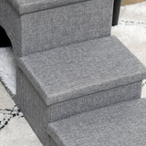 easycomfort scaletta per cani e gatti 10kg max a 3 gradini con casetta per cani e spazio portaoggetti 73.5x33x40.5 cm grigio