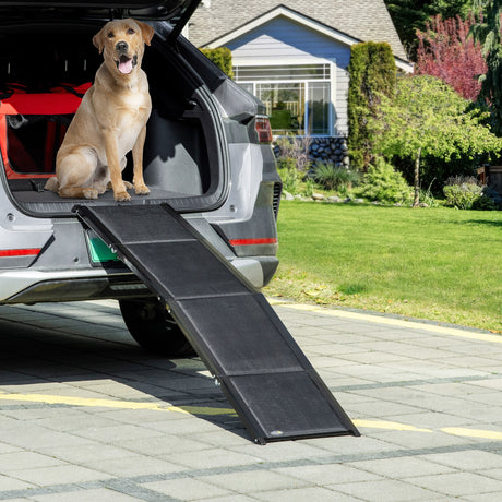easycomfort rampa per cani pieghevole con superficie antiscivolo in mdf e alluminio 158x43.5x2.5 cm nero
