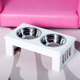 easycomfort easycomfort ciotola rialzata per cani in acciaio inossidabile 2 piatti 44x24x15cm