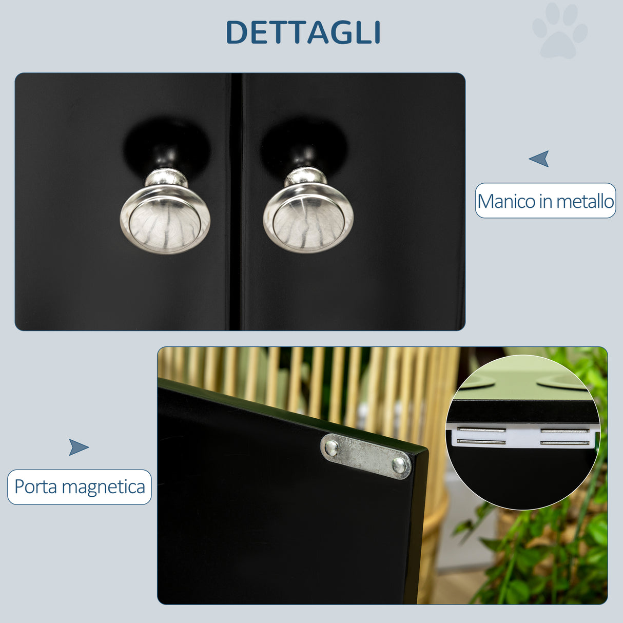 easycomfort ciotola per cani rialzata con vano contenitore 2 ciotole in acciaio inox rimovibili 60x30x35.5cm nero