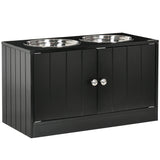 easycomfort ciotola per cani rialzata con vano contenitore 2 ciotole in acciaio inox rimovibili 60x30x35.5cm nero