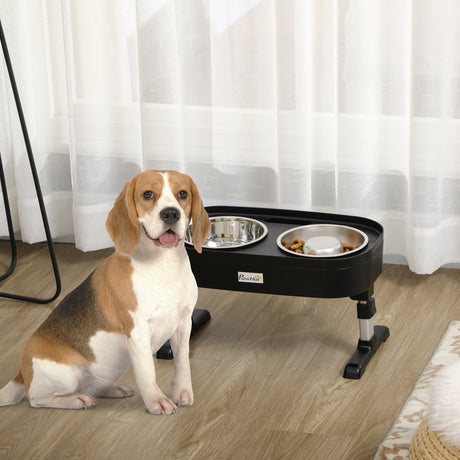 easycomfort easycomfort set di ciotole rialzate per cani in acciaio con altezza regolabile su 4 livelli nero