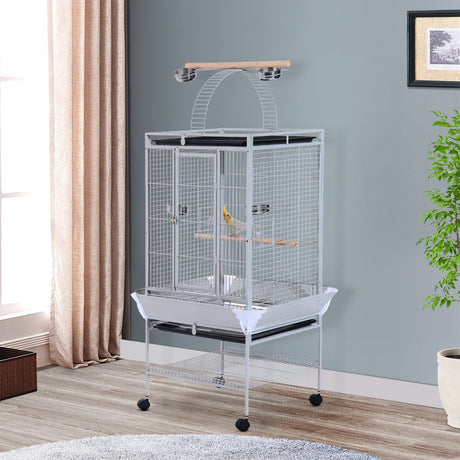 easycomfort easycomfort voliera per uccelli con ruote altezza 160cm vaschette per cibo e trespoli