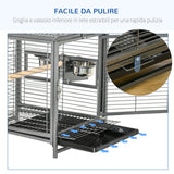 easycomfort easycomfort gabbia per pappagalli con vassoio rimovibile ciotole in acciaio inox e 2 posatoi 48x38x65cm nero
