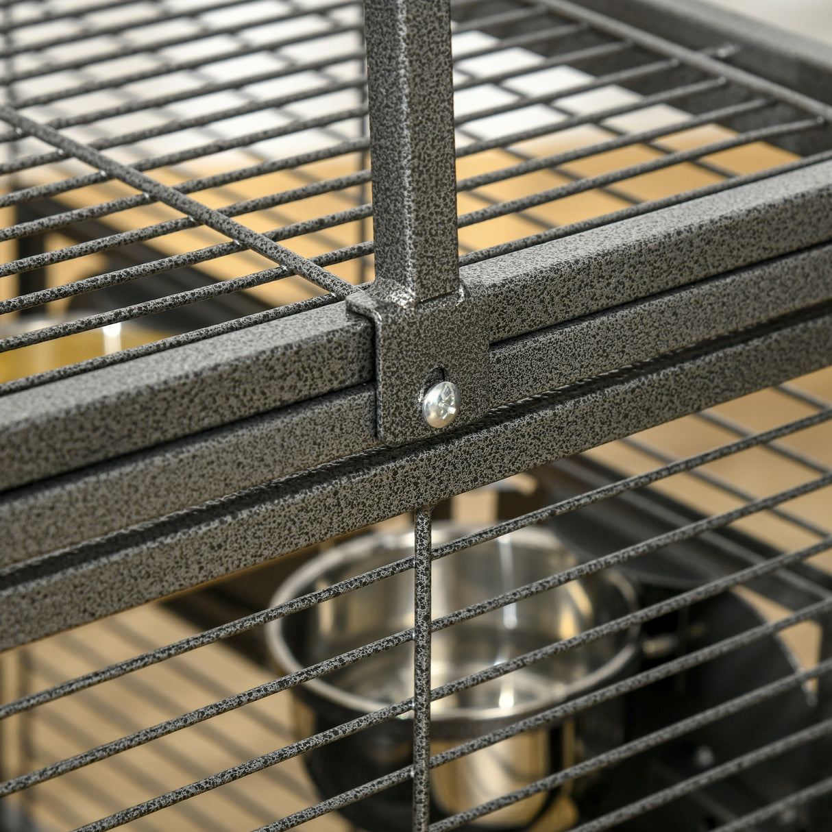 easycomfort easycomfort gabbia per pappagalli con vassoio rimovibile ciotole in acciaio inox e 2 posatoi 48x38x65cm nero