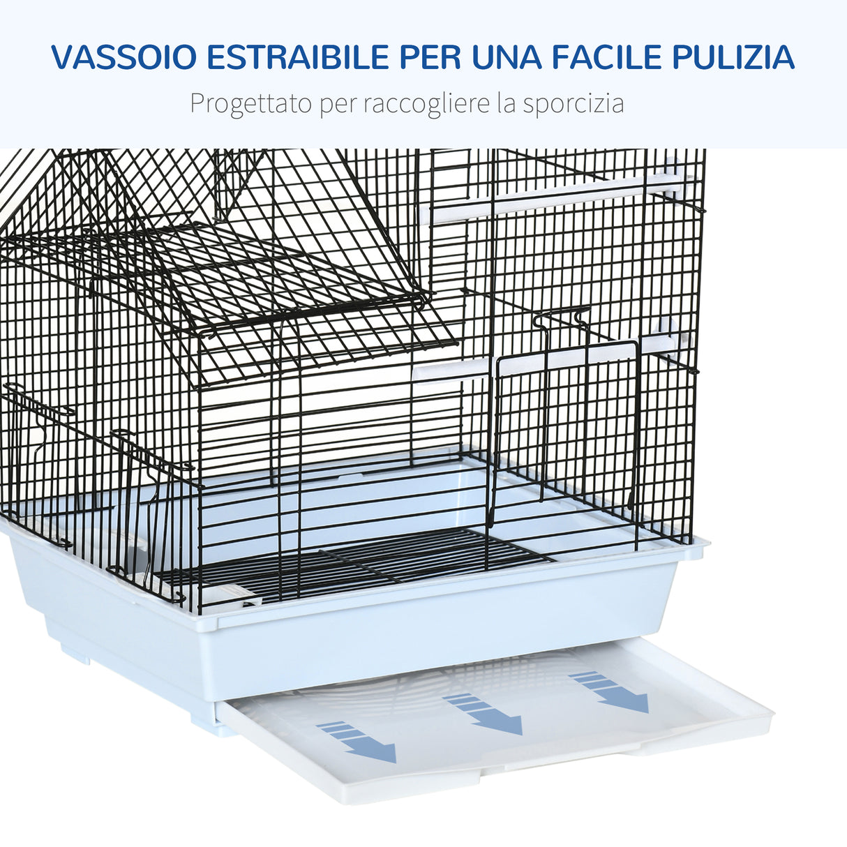 easycomfort gabbia per uccelli in metallo con maniglia vassoio estraibile pioli e altalena 39x33x47cm bianco