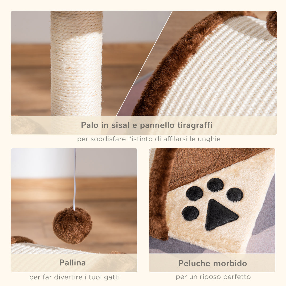 easycomfort easycomfort albero per gatto marrone 36x36x44cm