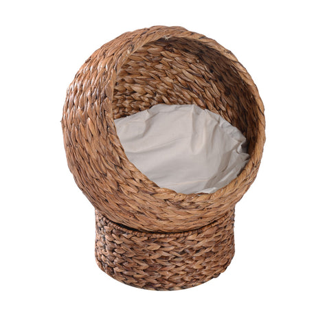 easycomfort easycomfort letto per gatti in vimini con cuscino in cotone bianco 42 x 33 x 52 cm