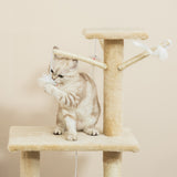 easycomfort easycomfort albero tiragraffi con cuccia per gatti in legno sisal naturale beige 40x30x131cm