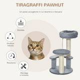 easycomfort easycomfort albero per gatti a 3 livelli in peluche sisal naturale grigio 40x65cm