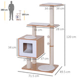 easycomfort easycomfort albero per gatti in sisal con cuccia piattaforme e giochi 60x40x120cm
