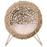 easycomfort easycomfort lettto per gatti in vimini marrone chiaro con cuscino 52x58cm