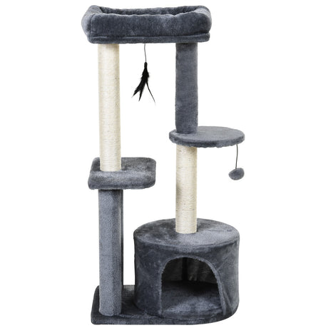 easycomfort easycomfort tiragraffi per gatti con cuccia posatoio e 2 ripiani bianco e grigio 48x35x100cm