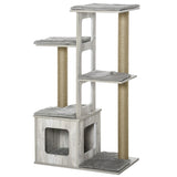 easycomfort easycomfort albero tiragraffi per gatti multi livello cuccia e corde in iuta grigio