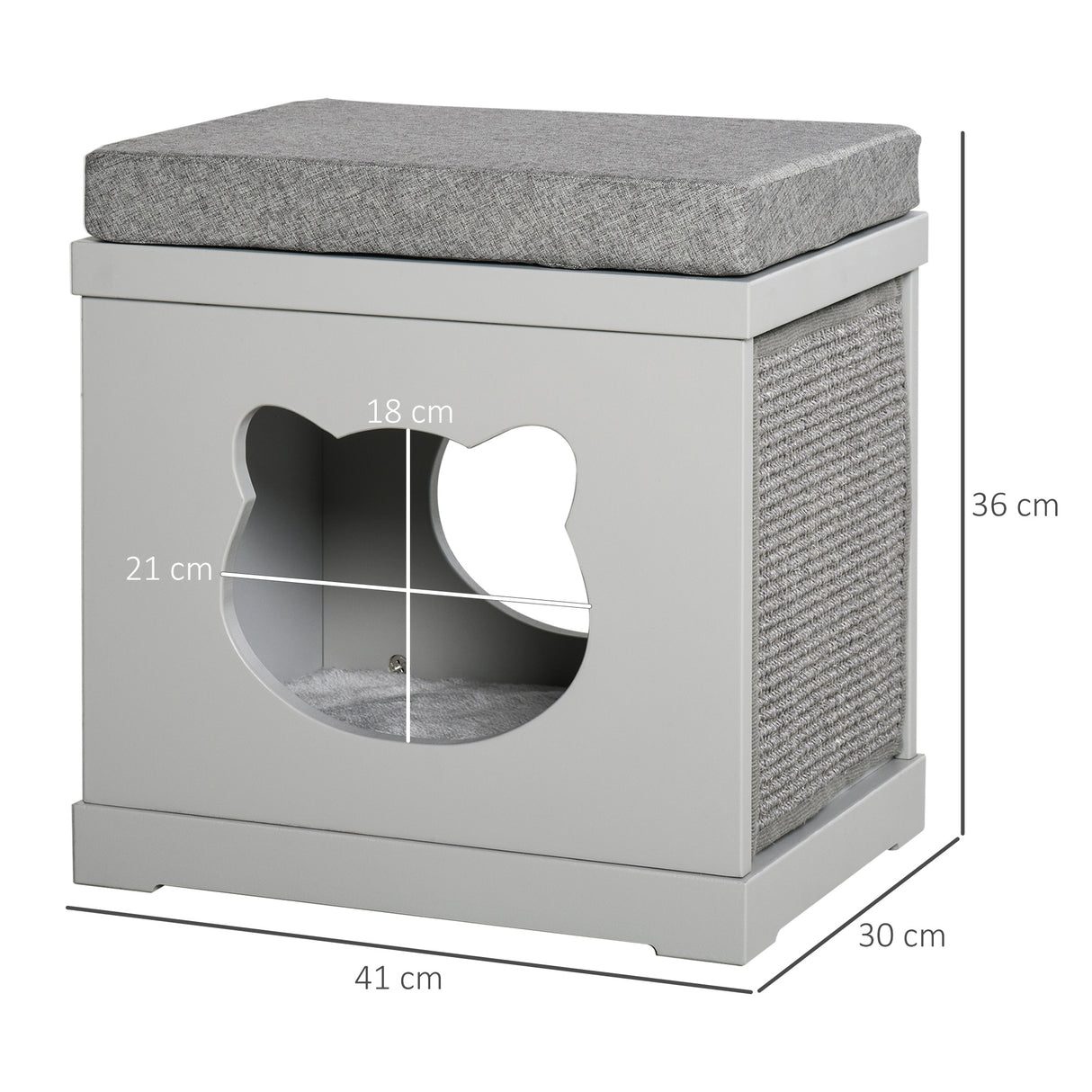 easycomfort easycomfort cuccia per gatti in legno con 2 cuscini e tiragraffi rimovibili grigio