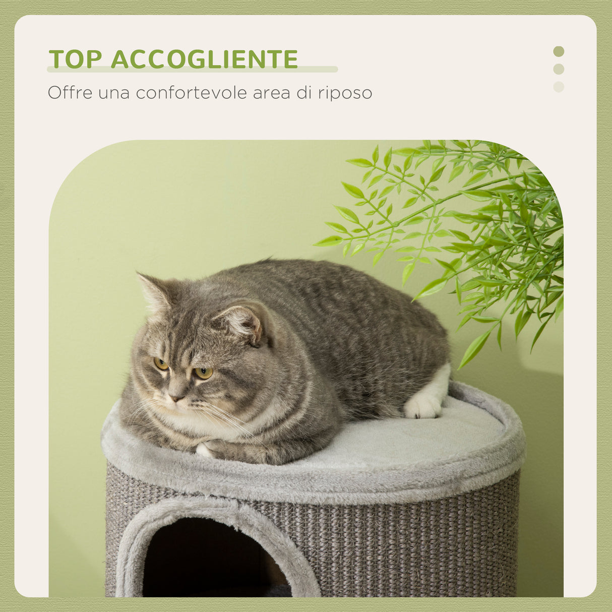 easycomfort cuccia per gatti a 3 livelli con tiragraffi in sisal e peluche o38x70cm grigio chiaro