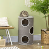 easycomfort cuccia per gatti a 3 livelli con tiragraffi in sisal e peluche o38x70cm grigio chiaro