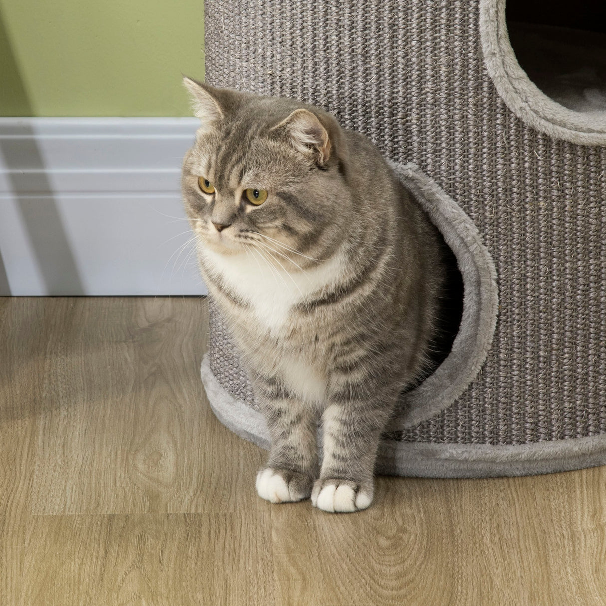 easycomfort cuccia per gatti a 3 livelli con tiragraffi in sisal e peluche o38x70cm grigio chiaro