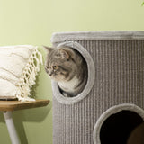 easycomfort cuccia per gatti a 3 livelli con tiragraffi in sisal e peluche o38x70cm grigio chiaro