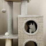 easycomfort tiragraffi per gatti da 5kg max con lettino e pallina da gioco in truciolato peluche e sisal 60x40x91 cm