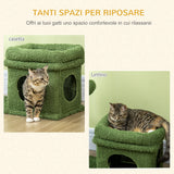 easycomfort tiragraffi per gatti con lettino casetta e palo in sisal a forma di cactus 68x30x67cm verde