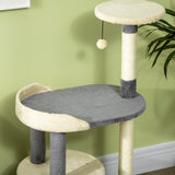 easycomfort albero tiragraffi per gatti a 3 livelli con pali in sisal e altezza 105cm grigio