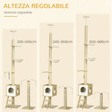 easycomfort albero per gatti in truciolato ad altezza regolabile con tiragraffi casetta amaca e pallina 40x40x225 285 cm
