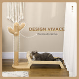 easycomfort amaca per gatti con tiragraffi per gatti a forma di cactus design 2 in 1 per interni 88.5x31.5x76.5 cm