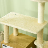 easycomfort easycomfort albero per gatti con casetta tiragraffi per gatti posatoio e paletto 48 5x48 5x141 5 cm beige