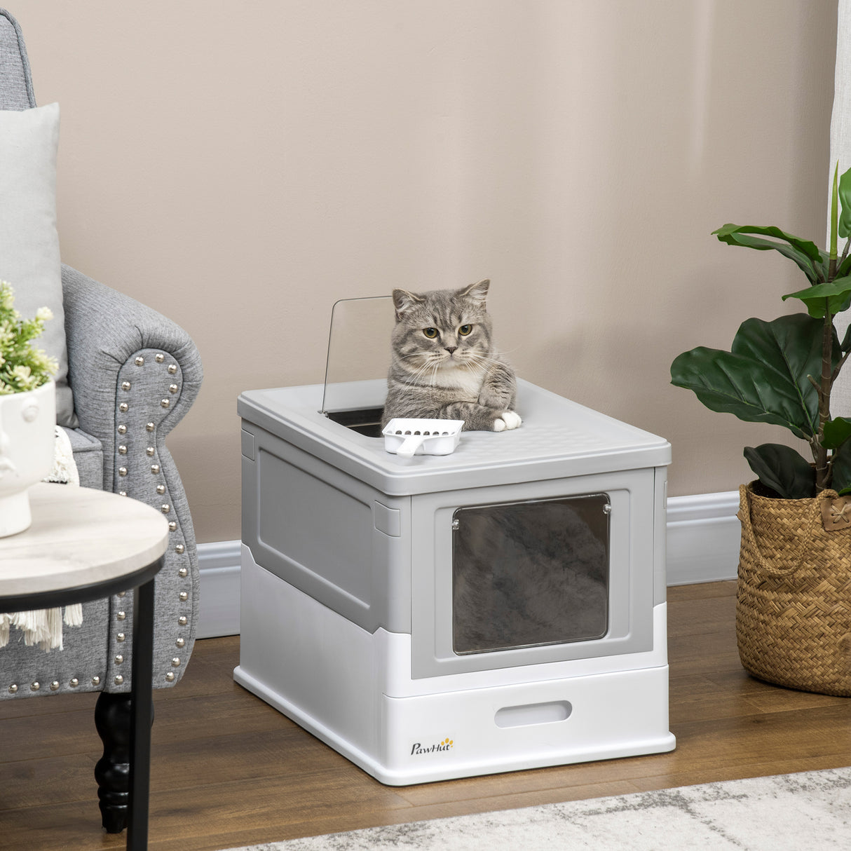 easycomfort lettiera per gatti chiusa in pp a 2 porte con paletta e vassoio estraibile 47.5x35.5x36.7 cm