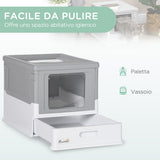 easycomfort lettiera per gatti chiusa in pp a 2 porte con paletta e vassoio estraibile 47.5x35.5x36.7 cm