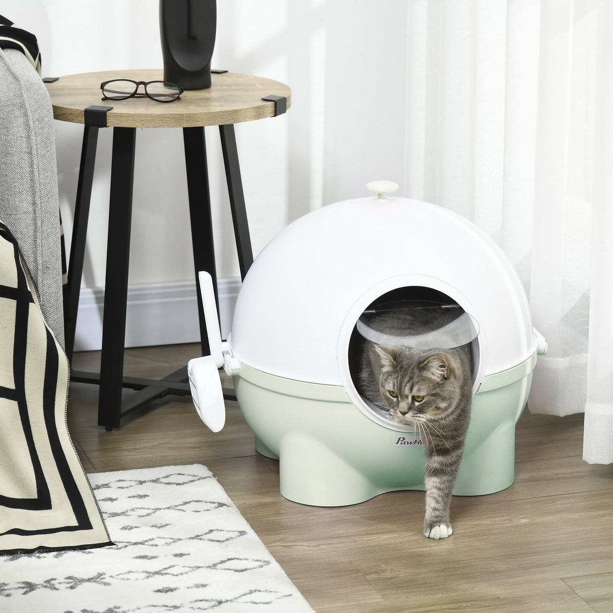 easycomfort easycomfort lettiera per gatti 4kg max con paletta in pp e pc 53x51x48cm bianca e verde
