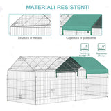 easycomfort recinto per animali con telo di copertura in acciaio con porte 220x103x103cm