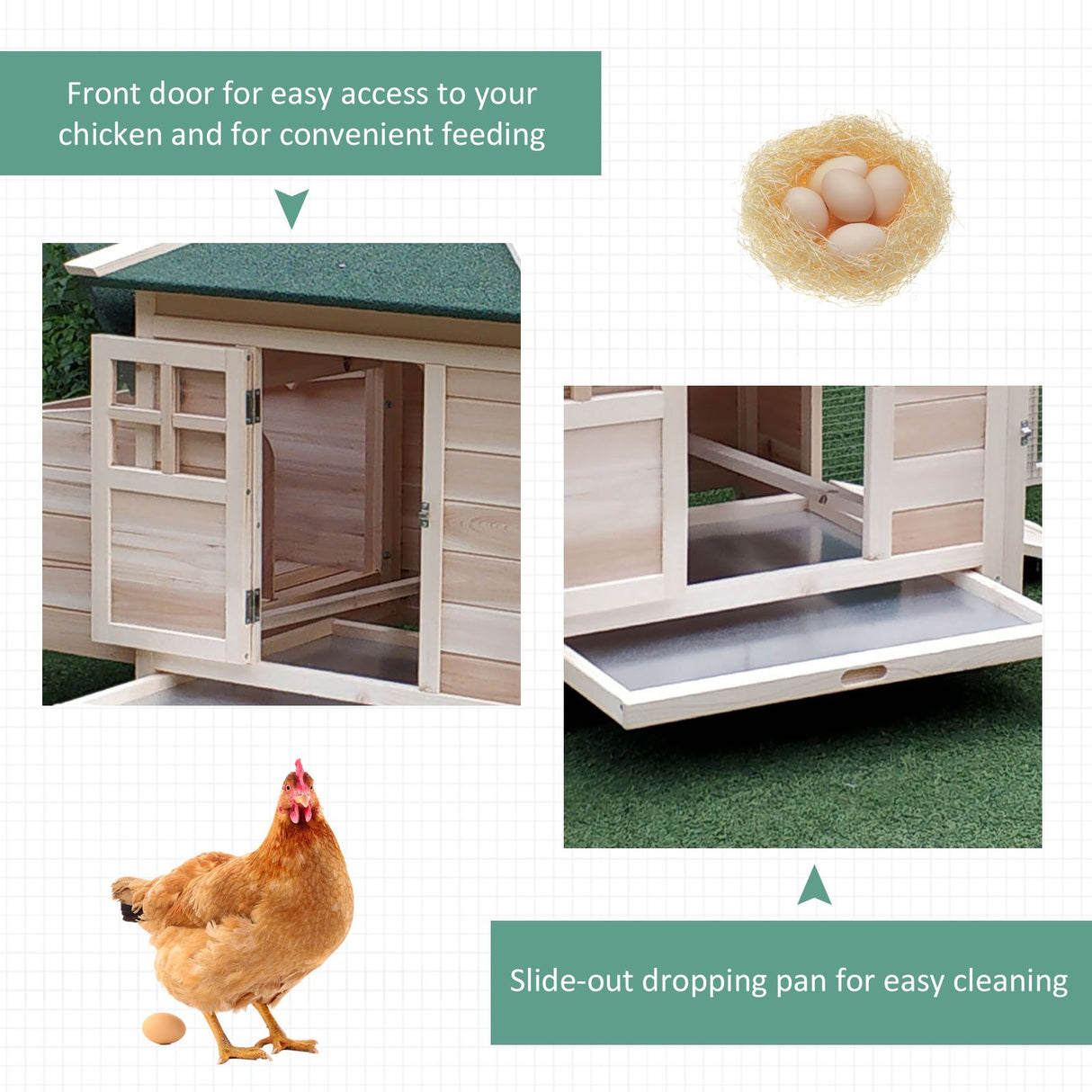 easycomfort easycomfort pollaio in legno per galline prefabbricato da giardino 196x76x97cm