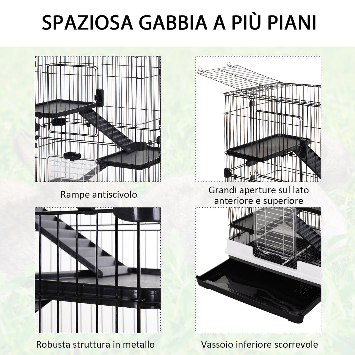 easycomfort easycomfort gabbia a 3 piani in metallo per roditori criceti conigli e porcellini d india