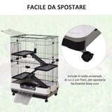 easycomfort easycomfort gabbia a 3 piani in metallo per roditori criceti conigli e porcellini d india