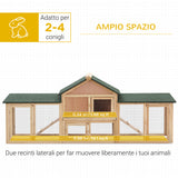 easycomfort easycomfort conigliera da giardino con corsa e rampe tetto impermeabile legno 210x45.5x84.5cm
