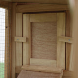 easycomfort easycomfort conigliera da giardino con corsa e rampe tetto impermeabile legno 210x45.5x84.5cm