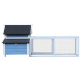 easycomfort easycomfort pollaio da giardino per galline con corsa vassoio di nidificazione rimovibile in legno bianco e blu 180x90.1x78.6cm