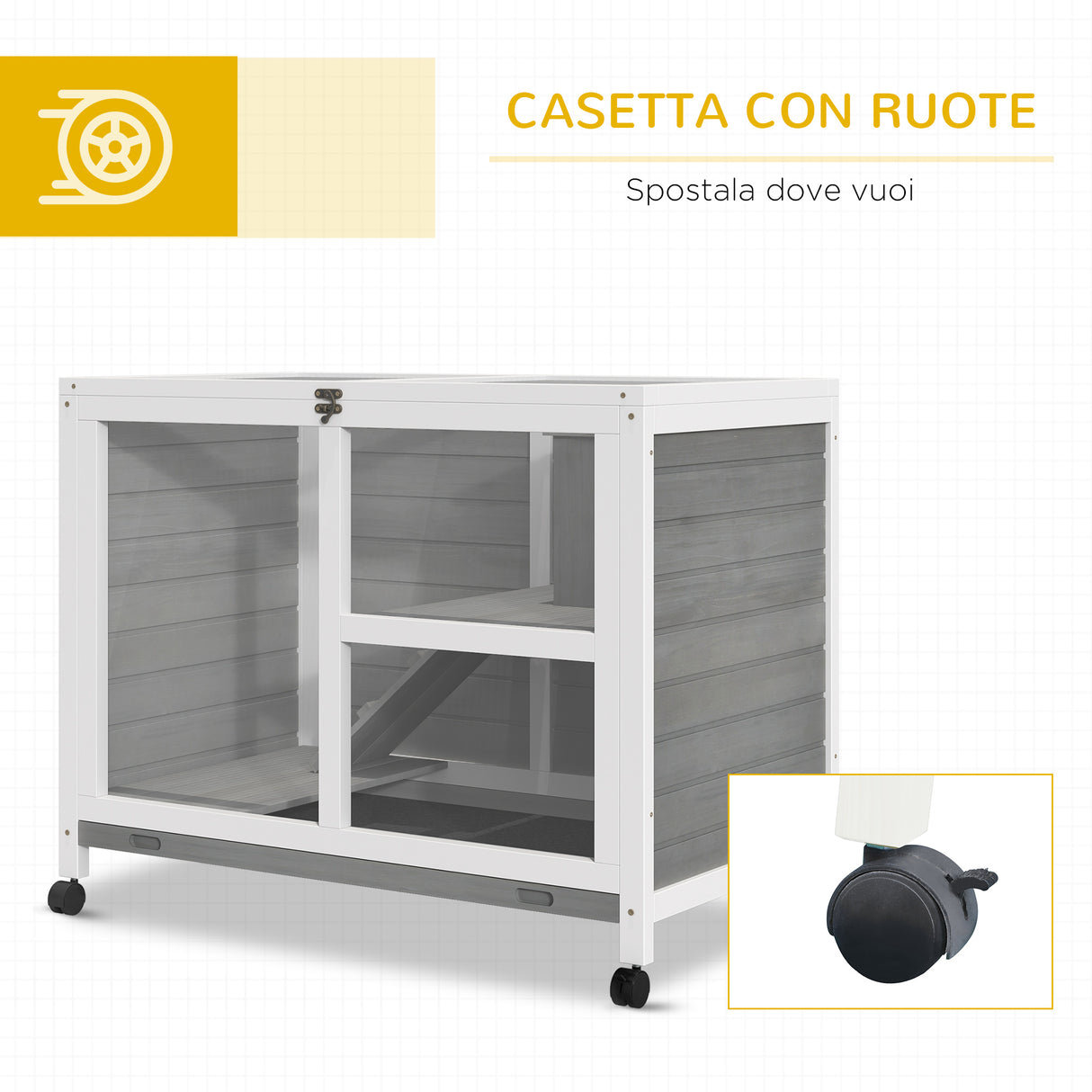 easycomfort easycomfort conigliera in legno 2 livelli gabbia per conigli e porcellini d india